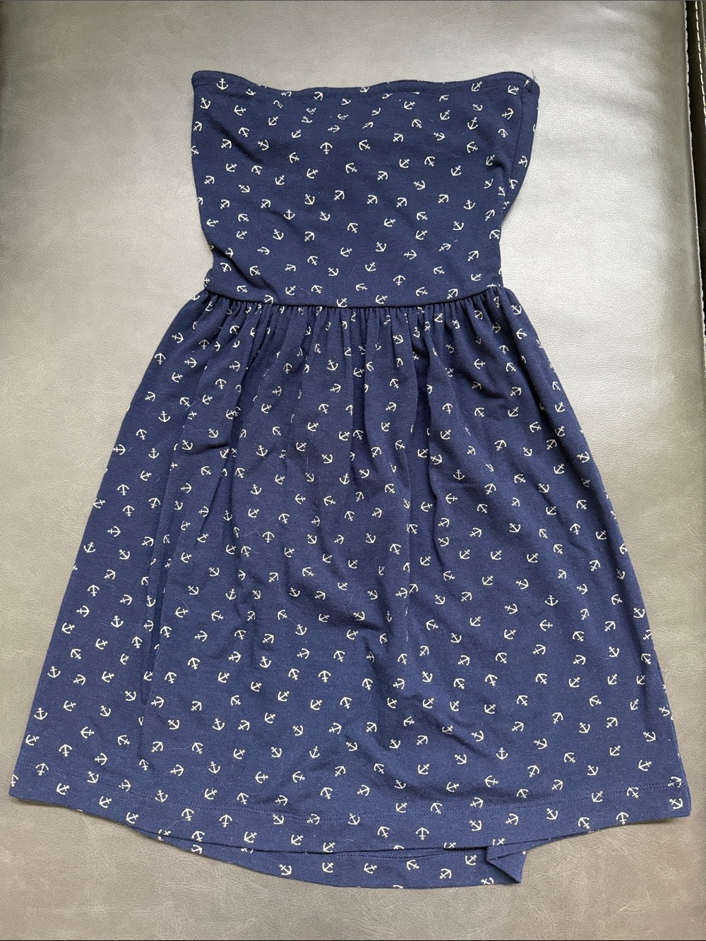 Ocean Drive Navy and White Anchor Strapless Sundress